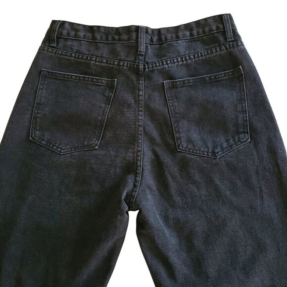 Genleck Y2K NWT BF Jeans Ripped High Waist Baggy Black Distressed Wide Leg S - Picture 6 of 16